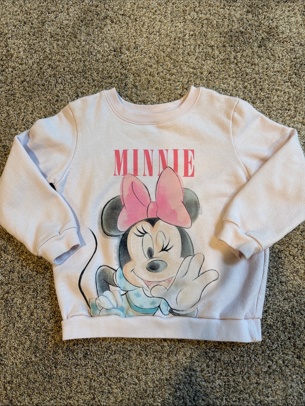Toddler Vintage Inspired Disney Minnie Mouse Light Pink Graphic Sweatshirt